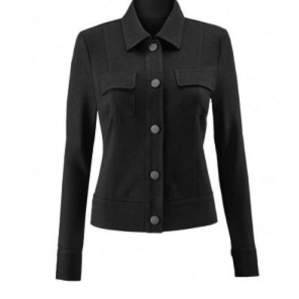 Cabi Black Ava Snap Front Ponte Knit Jacket